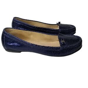 Salvadore Feragamo Women's Blue Python Loafers, Size 8